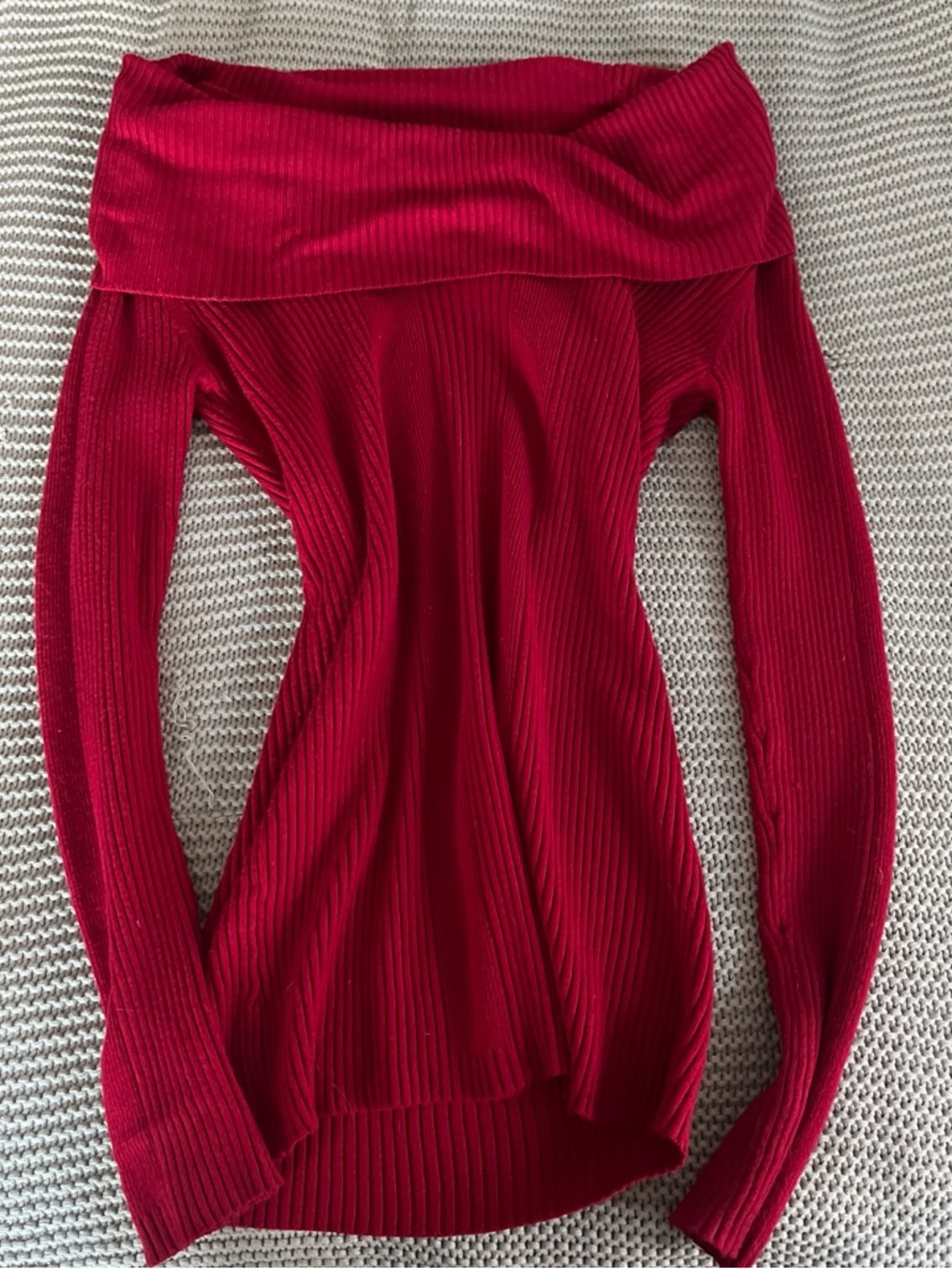 united states sweaters Off-the-Shoulder Ribbed Sweater - Deep Red